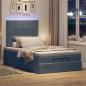 Preview: Ottoman-Bett mit Matratzen & LEDs Dunkelgrau 120x200 cm Samt