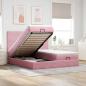 Preview: ARDEBO.de - Ottoman-Bett mit Matratzen Rosa 160x200 cm Samt