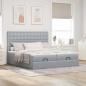 Preview: Ottoman-Bett mit Matratzen Hellgrau 200x200 cm Stoff