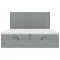 Preview: Ottoman-Bett mit Matratzen Hellgrau 200x200 cm Stoff