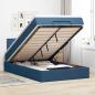 Preview: ARDEBO.de - Ottoman-Bett mit Matratze Blau 120x190 cm Stoff