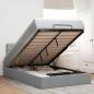 Preview: ARDEBO.de - Ottoman-Bett mit Matratze Hellgrau 120x190 cm Stoff