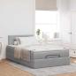 Preview: Ottoman-Bett mit Matratze Hellgrau 120x200 cm Stoff
