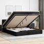 Preview: ARDEBO.de - Ottoman-Bett mit Matratze Schwarz 200x200 cm Kunstleder