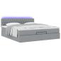 Preview: Ottoman-Bett mit Matratzen Hellgrau 200x200 cm Stoff