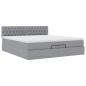 Preview: Ottoman-Bett mit Matratzen Hellgrau 200x200 cm Stoff