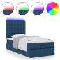 Preview: Ottomane Bett mit Matratze & LEDs Blau 90x200 cm Stoff