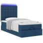Preview: Ottomane Bett mit Matratze & LEDs Blau 90x200 cm Stoff