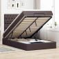 Preview: ARDEBO.de - Ottoman-Bett mit Matratze & LEDs Dunkelbraun 120x190 cm Stoff