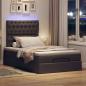Preview: Ottoman-Bett mit Matratze & LEDs Dunkelbraun 120x190 cm Stoff