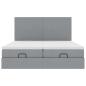 Preview: Ottoman-Bett mit Matratzen Hellgrau 160x200 cm Stoff