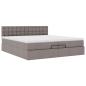 Preview: Ottoman-Bett mit Matratze Taupe 200x200 cm Stoff