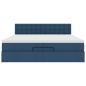 Preview: Ottoman-Bett mit Matratze Blau 200x200 cm Stoff