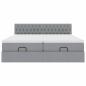 Preview: Ottoman-Bett mit Matratzen & LEDs Hellgrau 180x200 cm Stoff