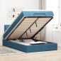 Preview: ARDEBO.de - Ottoman-Bett mit Matratze Dunkelblau 120x200 cm Samt