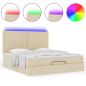 Preview: Ottoman-Bett mit Matratze Creme 180x200 cm Stoff