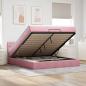 Preview: ARDEBO.de - Ottomane Bett mit Matratze & LEDs Rosa 180x200 cm Samt