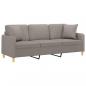 Preview: 3-Sitzer-Sofa mit Zierkissen Taupe 180 cm Stoff