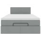 Preview: Ottoman-Bett mit Matratze Hellgrau 120x190 cm Stoff