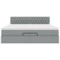 Preview: Ottoman-Bett mit Matratze Hellgrau 160x200 cm Stoff