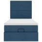 Preview: ARDEBO.de - Ottoman-Bett mit Matratze Blau 90x200 cm Stoff