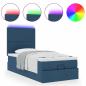 Preview: Ottomane Bett mit Matratze & LEDs Blau 90x200 cm Stoff