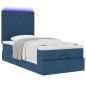 Preview: Ottomane Bett mit Matratze & LEDs Blau 90x200 cm Stoff