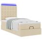 Preview: Ottomane Bett mit Matratze & LEDs Creme 90x200 cm Stoff