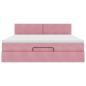 Preview: Ottoman-Bett mit Matratze Rosa 180x200 cm Samt
