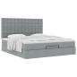 Preview: Ottoman-Bett mit Matratze Hellgrau 180x200 cm Stoff