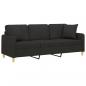 Preview: 3-Sitzer-Sofa mit Zierkissen Schwarz 180 cm Stoff