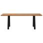 Preview: Esstisch Hellbraun 220x80x74 cm Massivholz Eiche Rechteckig