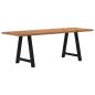 Preview: Esstisch Hellbraun 220x80x74 cm Massivholz Eiche Rechteckig