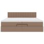 Preview: Ottoman-Bett mit Matratze Cappuccino 200x200cm Kunstleder