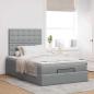 Preview: Ottoman-Bett mit Matratze & LEDs Hellgrau 120x190 cm Stoff