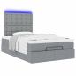 Preview: Ottoman-Bett mit Matratze & LEDs Hellgrau 120x190 cm Stoff