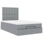 Preview: Ottoman-Bett mit Matratze & LEDs Hellgrau 120x190 cm Stoff