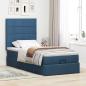 Preview: ARDEBO.de - Ottoman-Bett mit Matratze Blau 90x200 cm Stoff