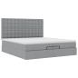 Preview: Ottoman-Bett mit Matratzen Hellgrau 200x200 cm Stoff