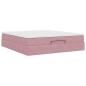 Preview: Ottoman-Bett mit Matratze Rosa 180x200 cm Samt
