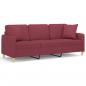 Preview: 3-Sitzer-Sofa mit Zierkissen Weinrot 180 cm Stoff