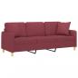 Preview: 3-Sitzer-Sofa mit Zierkissen Weinrot 180 cm Stoff