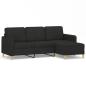 Preview: 3-Sitzer-Sofa mit Hocker Schwarz 180 cm Stoff