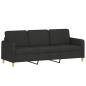 Preview: 3-Sitzer-Sofa mit Hocker Schwarz 180 cm Stoff