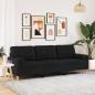Preview: ARDEBO.de - Sofa 3-Sitzer mit Zierkissen Schwarz 210 cm Stoff