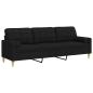 Preview: Sofa 3-Sitzer mit Zierkissen Schwarz 210 cm Stoff