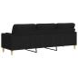 Preview: Sofa 3-Sitzer mit Zierkissen Schwarz 210 cm Stoff