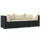 Preview: 3-tlg. Garten-Lounge-Set mit Kissen Schwarz Poly Rattan