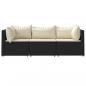 Preview: 3-tlg. Garten-Lounge-Set mit Kissen Schwarz Poly Rattan