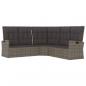 Preview: 3-tlg. Garten-Lounge-Set mit Kissen Grau Poly Rattan